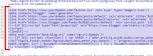 Enter the code in Blogspot Theme