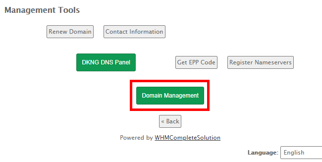 Click on Domain Management button