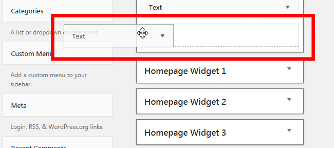 Drag Text Widget in WordPress Sidebar