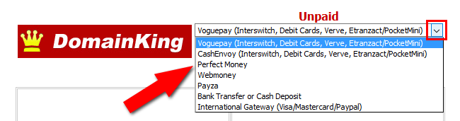 select Voguepay from dropdown menu