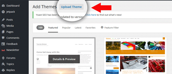 Upload theme in WordPress